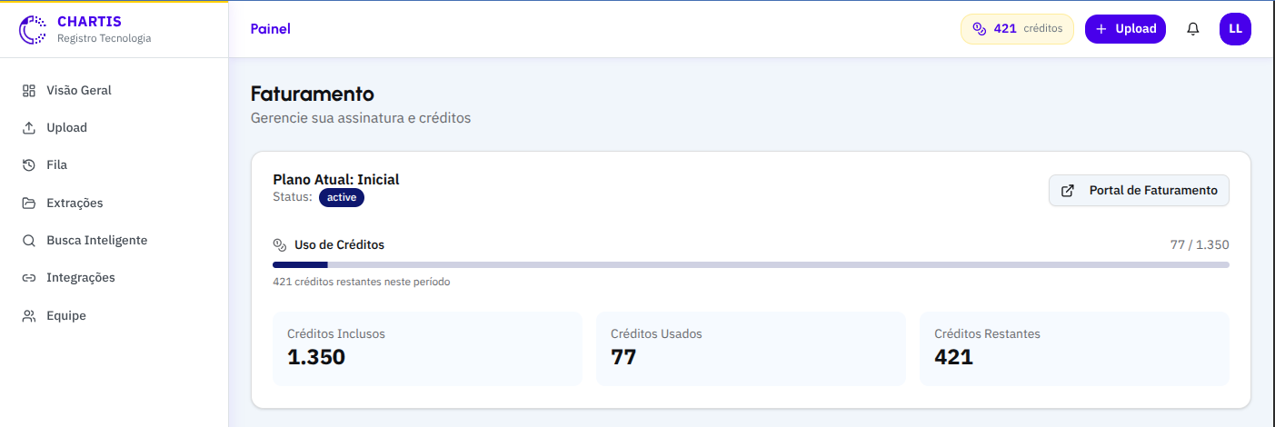 Tela de faturamento