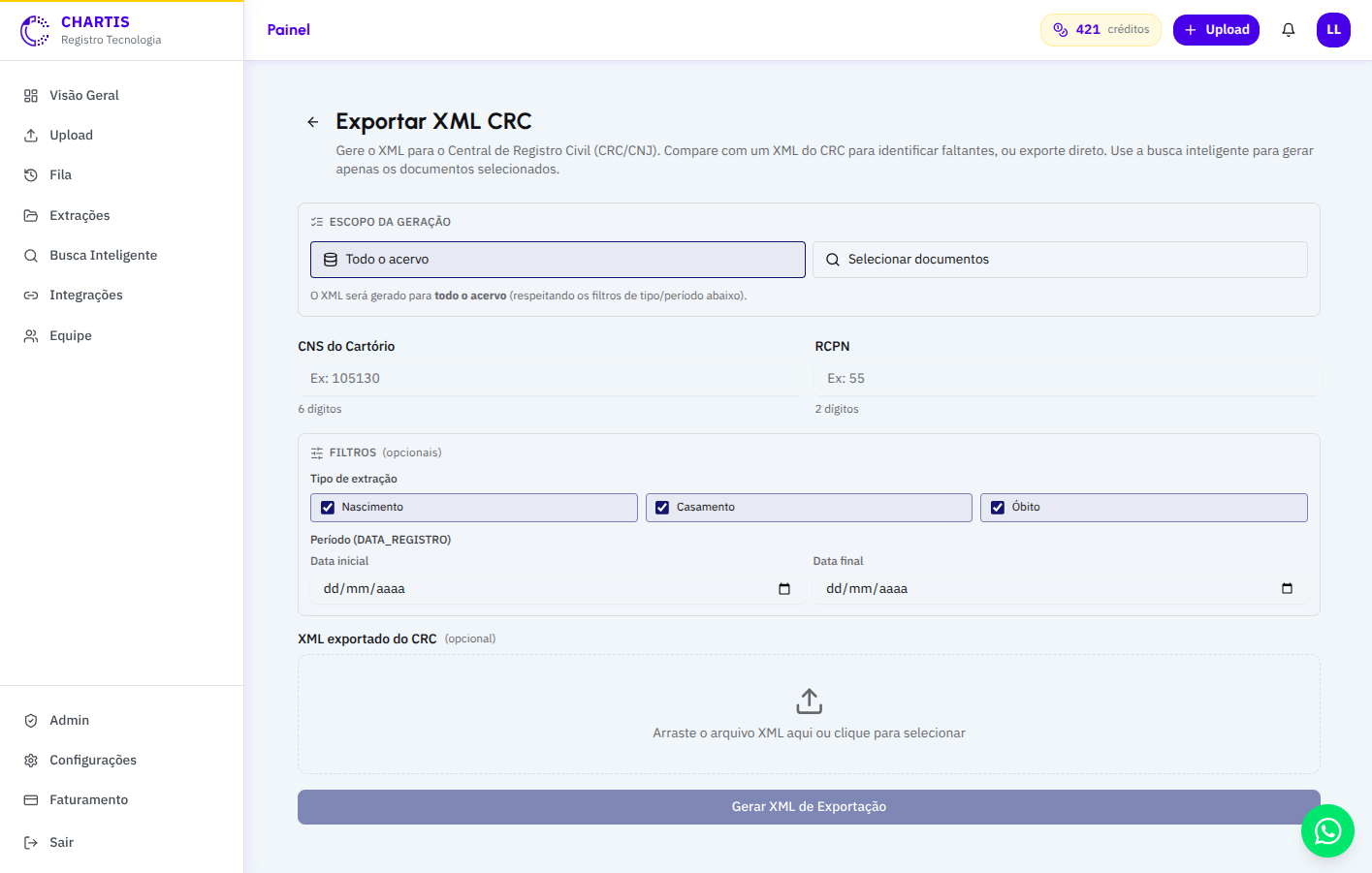 Exportar XML CRC